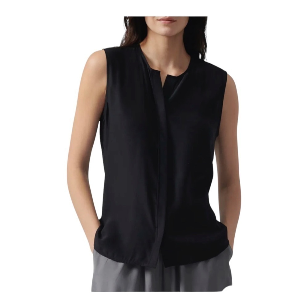 ATM Grosgrain Wide Leg Silk Pants and Silk Grosgrain Sleeveless Button-Front Top